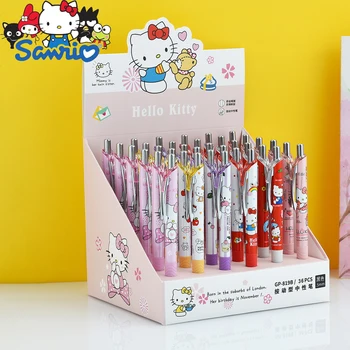 12-36pcs Висококачествен Sanrio Hello Kitty Изключителен електропластина 0.5mm Студенти Натиснете неутралната писалка канцеларски материали на едро Изображение