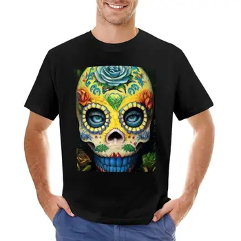 череп със слушалки тениска сладък блуза тениска къса тениска за момче тениски за мъже Изображение