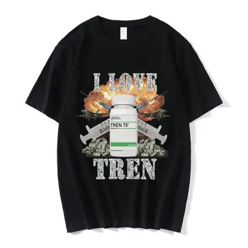 Обичам Tren отпечатани мъжки тениска хип-хоп смешно високо качество памук мек къс ръкав мъжки тениска творчески апликации Изображение