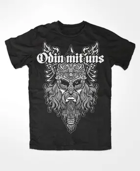 Odin Mit Uns Nordic Warrior Spirit Valhalla тениска 100% памук O-образно деколте лято къс ръкав случайни мъжки тениска размер S-3XL Изображение