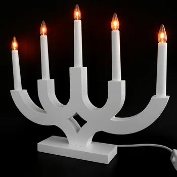  LED светлина без пламък светлина 5 клона декоративна лампа за легло (EU Plug) Изображение