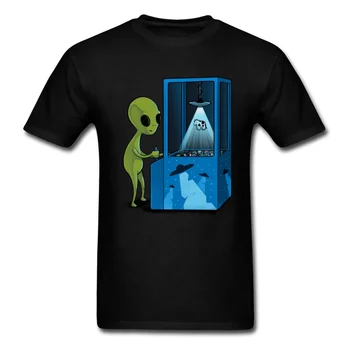 T Ризи Черна популярна мода Суитчър Памук Фитнес Alien Green Tshirt Men Изображение