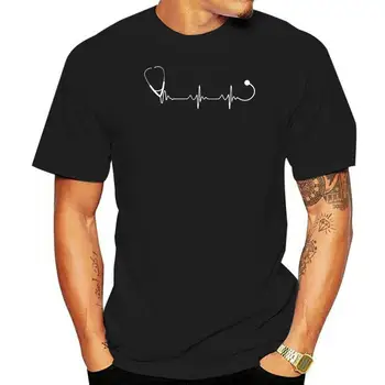 Doctor Heartbeat Стетоскоп Мъжка тениска Летен стил облекло Къс ръкав Доктор T ризи 100% памук Мъже Tees Изображение