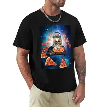 DJ пица котка тениска извънгабаритни тениска плюс размер върховете котка ризи мъжки тениски пакет Изображение