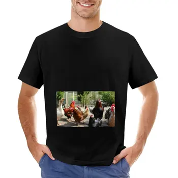 Пилета в двора с гард гъска. Тениска по поръчка тениски Къс ръкав чай мъже графични тениски Изображение