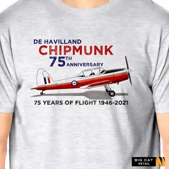0Аерокласически ретро стил De Havilland Chipmunk 75-та юбилейна тениска Изображение