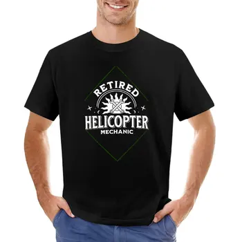 Пенсиониран механик хеликоптер тениска блонди тениска черни тениски тениски за мъже пакет Изображение