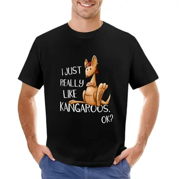 Просто наистина харесвам кенгурута, ОК? Funky Marsupial Art Gift тениска черни тениски реколта тениска тънък годни ризи за мъже Изображение