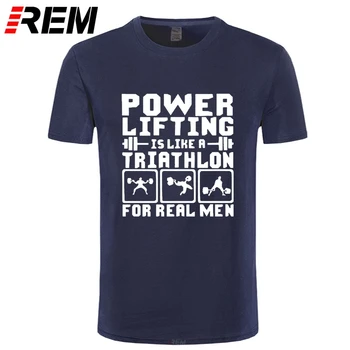 Powerlifting Is Like A Triathlon REAL Men Funny T Shirts Men Summer Cotton Harajuku Short Sleeve O Neck Streetwear Black T-shirt Изображение