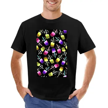 bubble teas boba black T-Shirt custom t shirts design your own mens clothes Изображение