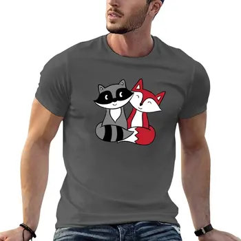 New Fox and Raccoon Best Friends T-Shirt graphics t shirt blank t shirts male clothings Изображение