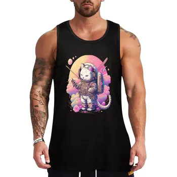 New Steampunk Astronaut Kitty Tank Top Sleeveless top gym t-shirts Тениска за фитнес Изображение