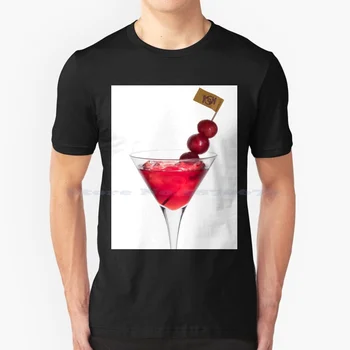 Коктейл с черешова тениска 100% памук чай вино коктейл алкохол напитка вкусни джин водка Бери череша Cosmopolitan Bacardi Изображение