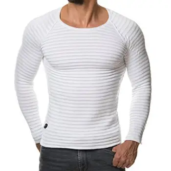Мъжки тънък годни тениска дълъг ръкав основни върховете Tee мъжки еластична плета пуловер суитчър случайни дома облекло M-XXXL Изображение