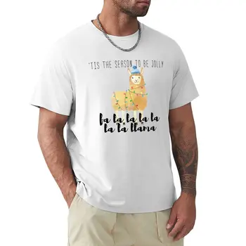 'Tis Сезонът да бъде весел Лама Забавен дизайн тениска аниме бързо сушене реколта дрехи обикновен т ризи мъже Изображение