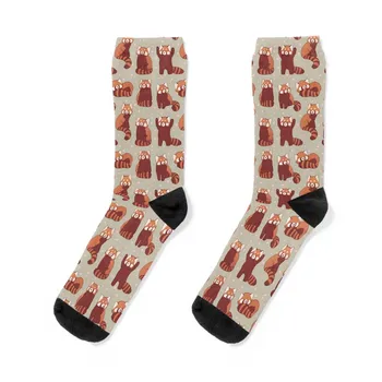 6 Червена панда стикери пакет сладък илюстрация Чорапи памучни отвесни Луксозни дамски чорапи Мъжки Изображение