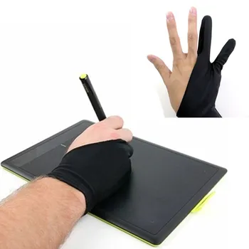 черна ръкавица против замърсяване с 2 пръста, както за дясна, така и за лява ръка художник рисунка за всеки графичен таблет за рисуване Изображение