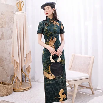 2020 Ao Dai китайска традиционна рокля Шанхай Cheongsam рокля реколта облекло ориенталски рокля Виетнам традиционна рокля 10462 Изображение