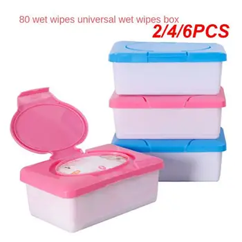2 / 4 / 6PCS гладко дъно с висок капацитет мокра тъканна кутия, подходяща за различни марки бебешки кърпички с капацитет на засмукване от 80 или Изображение