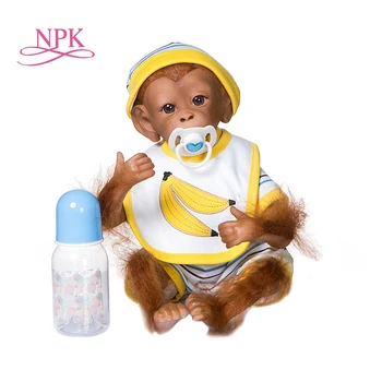 NPK 40CM кафява кожа маймуна Bebe кукла прероден орангутани сладък бебе кукла подробни предаване живопис premie размер оригинален дизайн Изображение