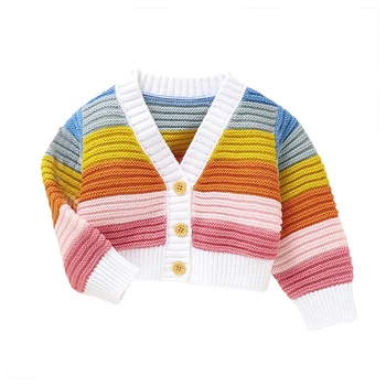 Новородено бебе пуловер жилетка сърце печат бутон затваряне дълъг ръкав топли плетени дрехи Изображение