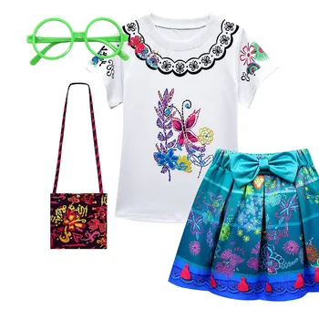 Момичета Mirabel Облечи тениска и пола 2 парче облекло деца Encanto костюм деца Пепа Долорес Луиза лято облекло Изображение