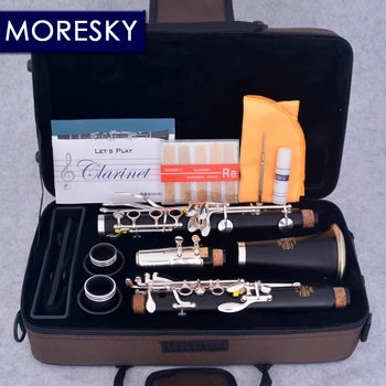 MORESKY Професионален абанос кларинет bB 18 ключ посребрен мед масивна дървесина Sib Klarnet M112 Изображение
