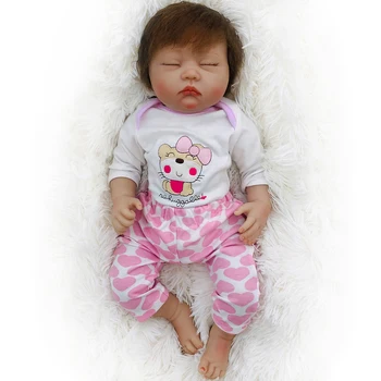 21inch силиконов прероден бебе кукла спящ момичета бебе жив меки играчки за букети кукла Bebe прероден играчки Изображение