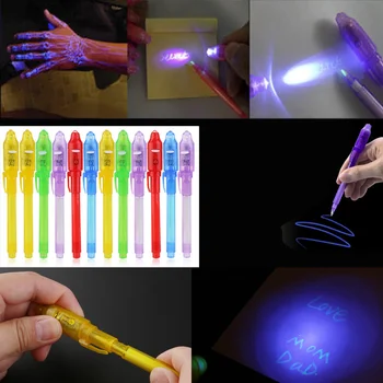 Смесена преносима LED писалка за проверка на пари Pen Invisable мастило писалка светлина писалка с UV-светлина за магазин училище (случаен цвят) Изображение