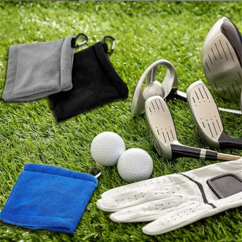Квадратна микрофибърна кърпа за почистване на топка за голф с карабинер кука Абсорбция на вода Чист голф клуб за кърпа за избърсване на главата Clea Изображение