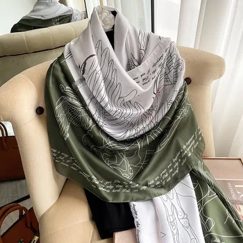 RUNMEIFA 2020 Луксозни чисто нови летни жени копринен шал плаж хиджаб шалове и обвивки женски foulard безплатна доставка Изображение