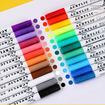 12/24 бр. DIY маркери акрилни маркери четка маркер флуоресцентна писалка Art|Графити Изображение