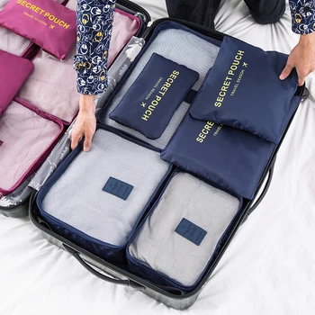 6pcs пътуване съхранение организатор чанти преносим пътуване куфар организатор чанти за жени дрехи обувки грим чанта багаж организатор Изображение