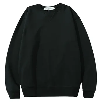 Есен и зима 2023 нов пуловер с памучна яка мъже и жени носят свободна улична мода черна Изображение
