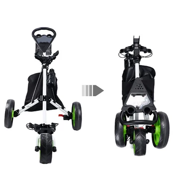 Лека голф количка 3 колела сгъваема количка за голф чанта персонализирана преносима движеща се голф количка Изображение
