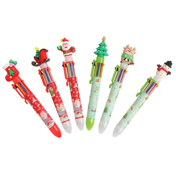 6pcs карикатура химикалки Коледа тематични химикалки студент писане писалки Коледа подаръци Изображение