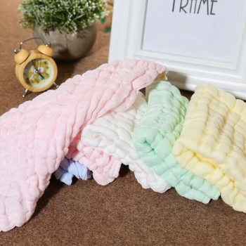 30x30cm бебешка квадратна кърпа плътен цвят шест слоя измити марля памук кърпичка ръка избършете марля за къпане Изображение
