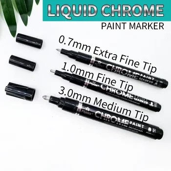DIY Paint Mirror Chrome Metallic Craftwork Pen Liquid Reflective Chrome Mirror Marker Pen Gold Silver Copper Student Art Supply Изображение