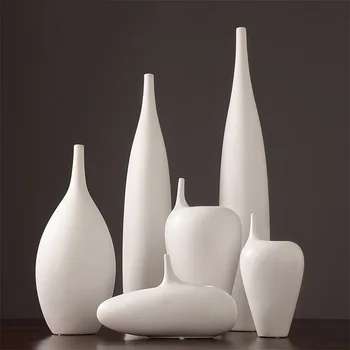 Модерни минималистични бели фини устни керамични вази декорации, китайски творчески хол декорации за дома Изображение