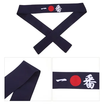 японски стил коса лента стилен символ печат headwrap памук лента за глава суши готвач прическа аксесоари за коса Изображение