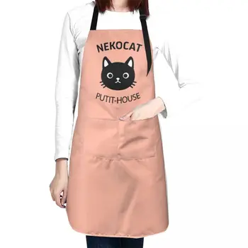 NekoCat Putit-House Престилка Кухненски престилки Жена Кухня Готвач готвач костюм Престилка Изображение