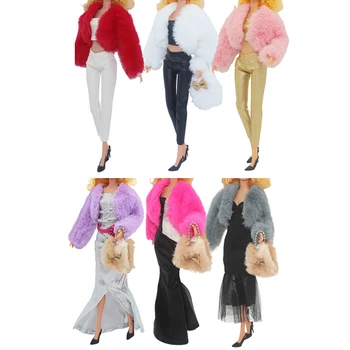 1Set кожена жилетка палто + рокля / ежедневно облекло за 11.8 инча кукла дрехи обувки чанти панталони кукла аксесоари момиче играчка подаръци Изображение