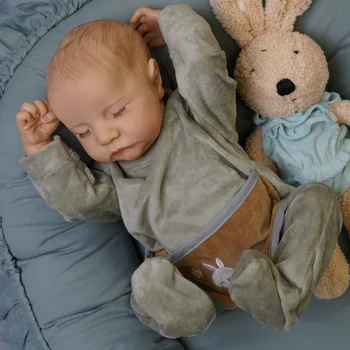 ADFO 20 инчови преродени бебешки кукли Levi кърпа тяло ръка Paitning коса Newbron спящи бебешки играчки за деца коледни подаръци Изображение
