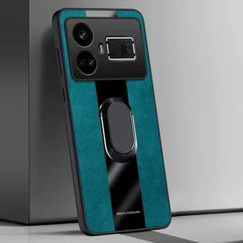 Държач за пръстен кожен калъф за Realme GT5 GT3 GT2 Pro капак магнитна силиконова защита телефон случай за Realme GT Neo 5 SE 5G Neo5 Изображение