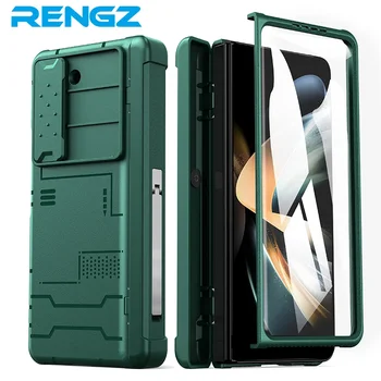 RENGZ Z Fold5 калъф за защита на панти за Samsung Galaxy Z Fold 5 5G калъф броня обектив скоба със стъклен екран протектор капак Изображение