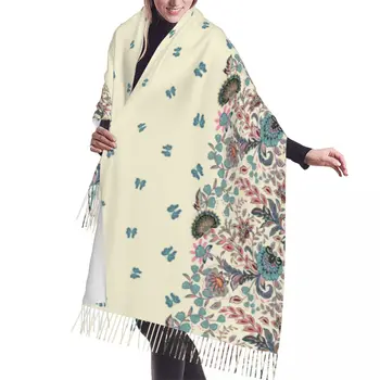Пастелни цветя и пеперуда зимен шал шалове обвивам жени мъже топли Bufanda пискюл шалове Изображение
