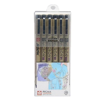 SAKURA PIGMA MICRON Комплект писалки 6 бр. Маркери за рисуване с четка Манга XSDK-6P Япония Изображение