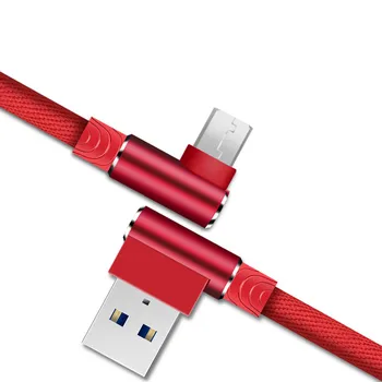 90 градуса микро USB кабел кабел зарядно устройство данни за Samsung A10S S7 чест 10i Redmi мобилен телефон тел 3A бързо зареждане 1m 2m 3m дълго Изображение