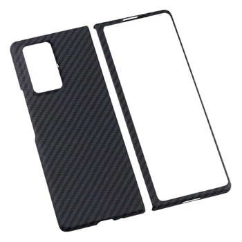 NEW-Carbon Fiber телефонни калъфи Преден капак и заден капак Fold Shell Ultra-тънък капак за Samsung Galaxy Z Fold 2 Изображение
