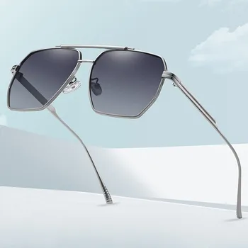Нова мода класически площад поляризирани слънчеви очила за мъже реколта марка дизайн метални слънчеви очила жени нюанси UV400 Oculos De Sol Изображение